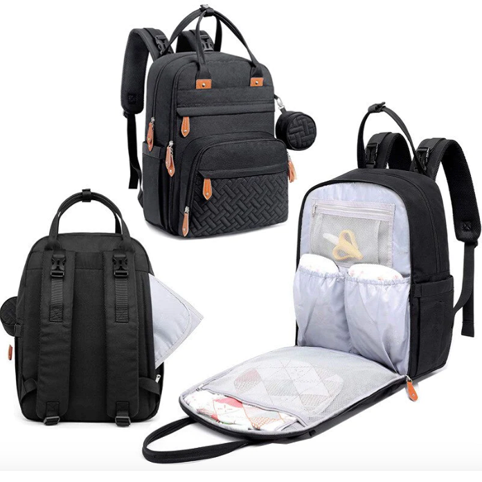Baby Nappy Multifunction Changing Bag with External USB port -Black color