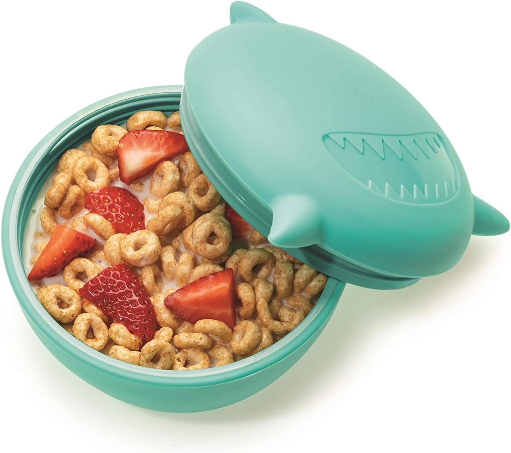 Melii Silicone Bowl with Lid 350 ml Turquoise Shark