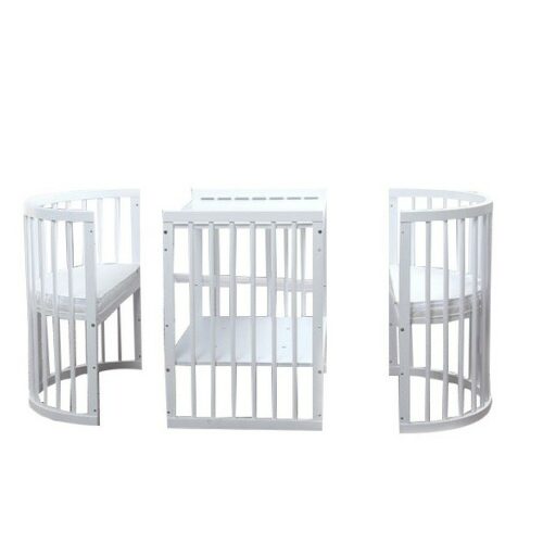 Multi-Function Next to me Oval Bed Wood Children Bed Baby Treasure Round Cribs including bedding set and Mattress