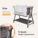 3 in 1 Foldable Baby Bassinet Bedside Sleeper with Large Storage Basket, Breathable Mesh and Cotton Mattress and Travel Bag