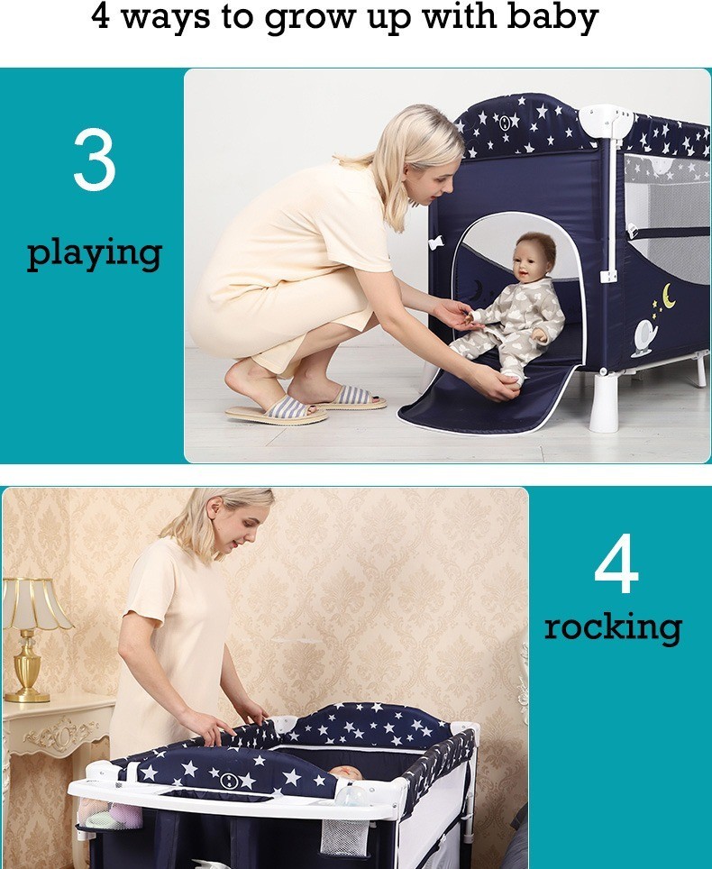 Co sleeping bed Deluxe Double Layer with Stars - for Newborn Babies (Mattress and Toys not included)