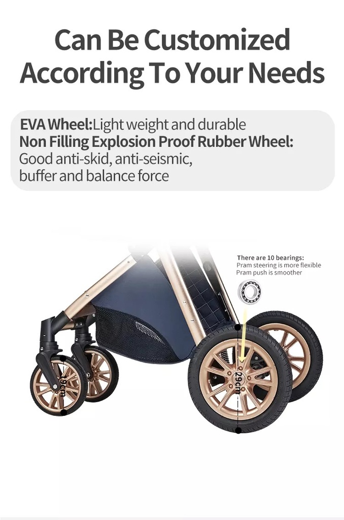 Luxury Multifunction Light Weight European Baby Pram Stroller