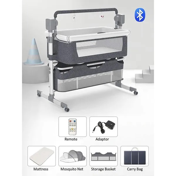 Automatic Swing Cot & Bedside Crib bed with Bluetooth!