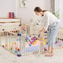 Foldable Wooden Playpen With Gate