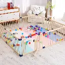 Foldable Wooden Playpen With Gate