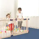 Foldable Wooden Playpen With Gate