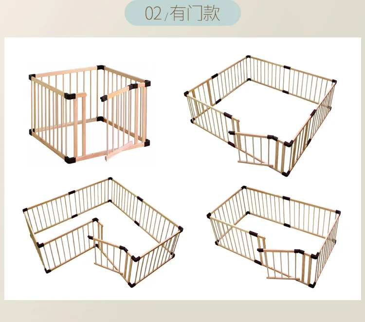 Foldable Wooden Playpen With Gate