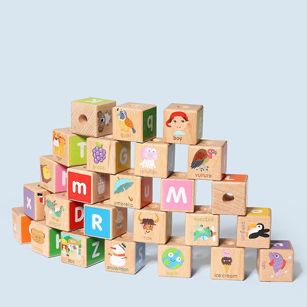 Wood Alphabet Train Toy Train Toys 26 Pcs Alphabet Letters Block Set Kids Educational Toy Preschool Toy For Boys Girls Toddlers