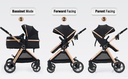 2 in 1 Baby Stroller, Convertible Bassinet Pushchair for Infants and Newborns 0-36 Months