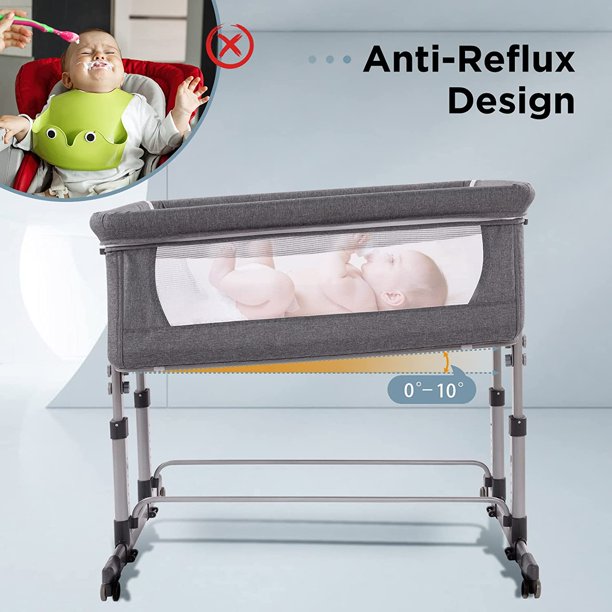 Twin Bassinets for Baby Double Bedside Sleeper - Perfect for Twins, Adjustable Height and Angle, Mesh Sides, Storage Pockets, Available in two colors