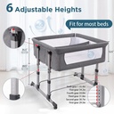 Twin Bassinets for Baby Double Bedside Sleeper - Perfect for Twins, Adjustable Height and Angle, Mesh Sides, Storage Pockets, Available in two colors
