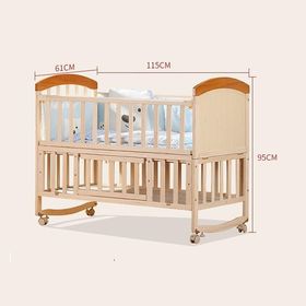Baby Crib, Baby Wooden Cot, Bed Multifunctional  Rocker, Convertible Desk and Kids Sofa with Mosquito Net (bedding set and mattress sold separately)