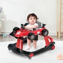 4-in-1 Baby Walker, Foldable Activity Walker with Adjustable Height and Speed, Music, Lights, Steering Wheel, Seat Cushion