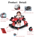 4-in-1 Baby Walker, Foldable Activity Walker with Adjustable Height and Speed, Music, Lights, Steering Wheel, Seat Cushion