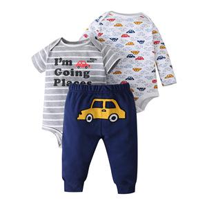 3pcs Pant Autumn Baby Bodysuit Set Baby unsex Spring Romper Clothes Cotton Infant Clothing