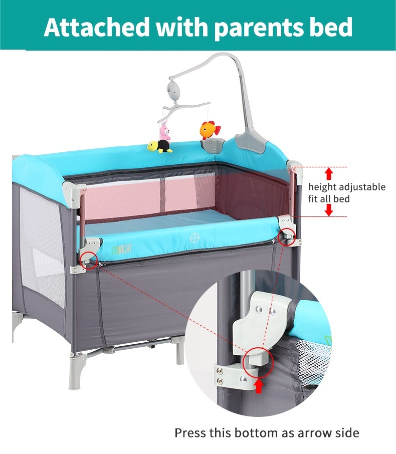 Multifunctional Baby Bedside Cot Sleeping Care Activity Playpen