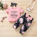 3 Pieces Little Miss Sassy Pants Baby Girl Pink Set Top and Pants and Headband