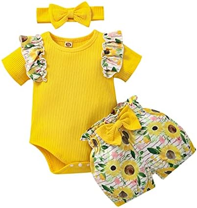 Infant Newborn Baby Girl Floral Shorts Set