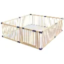 Foldable Wooden Playpen With Gate 180X180 cm - white connector