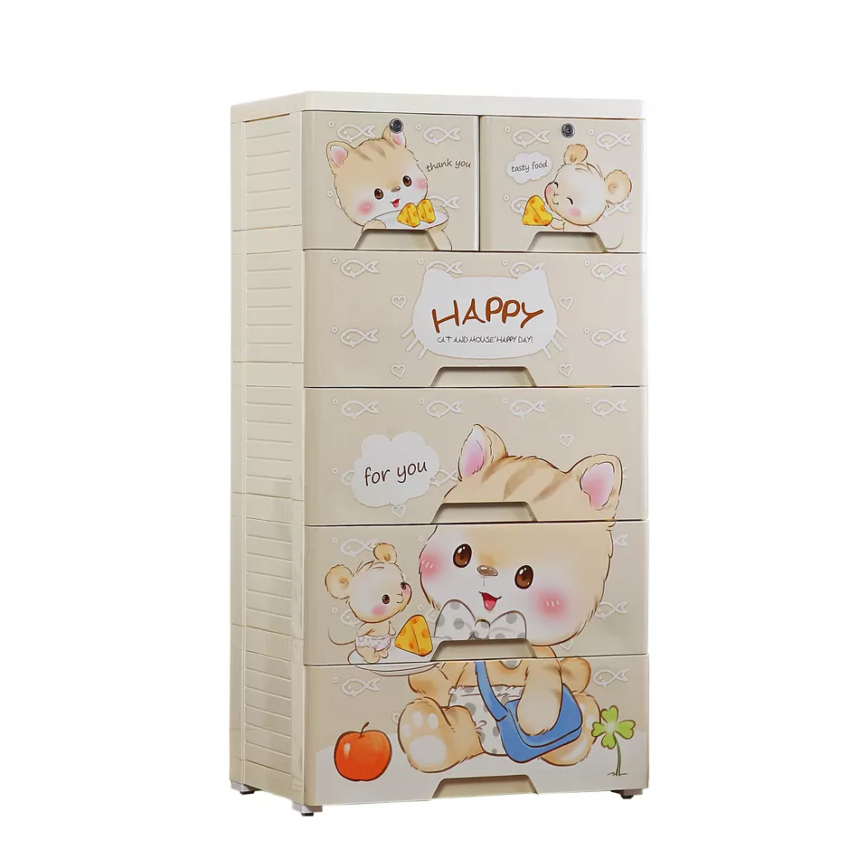 Plastic Kids' Bedroom Storage Drawer Chest, Baby Cabinet, Storage, Children's Wardrobe Cupboard
