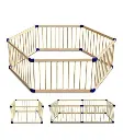 Foldable Wooden Playpen With Gate 2.0 meter by 2.0 white connector