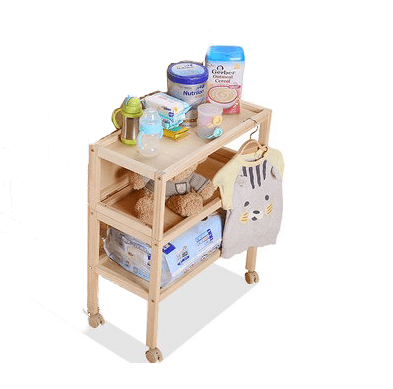 Wooden foldable bedside table for newborns