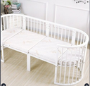 Oval Wood Children Bed: Multi-Function Baby Treasure Round Crib with Bedding Set and Mattress