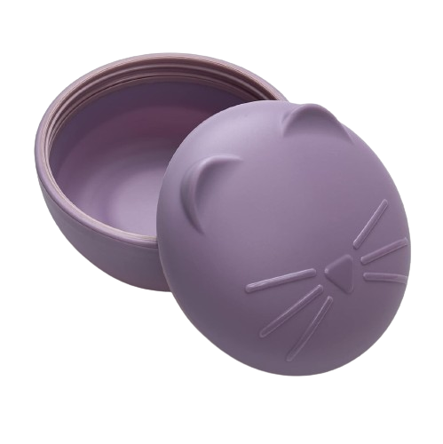 Melii silicone bowl with lid 350 ml purple cat