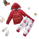 Baby Girl Clothes Flower Print Clothing Set Long Sleeve Hoodie Pants 2 pcs Infant I Am My Dady Girl And My Mommy World