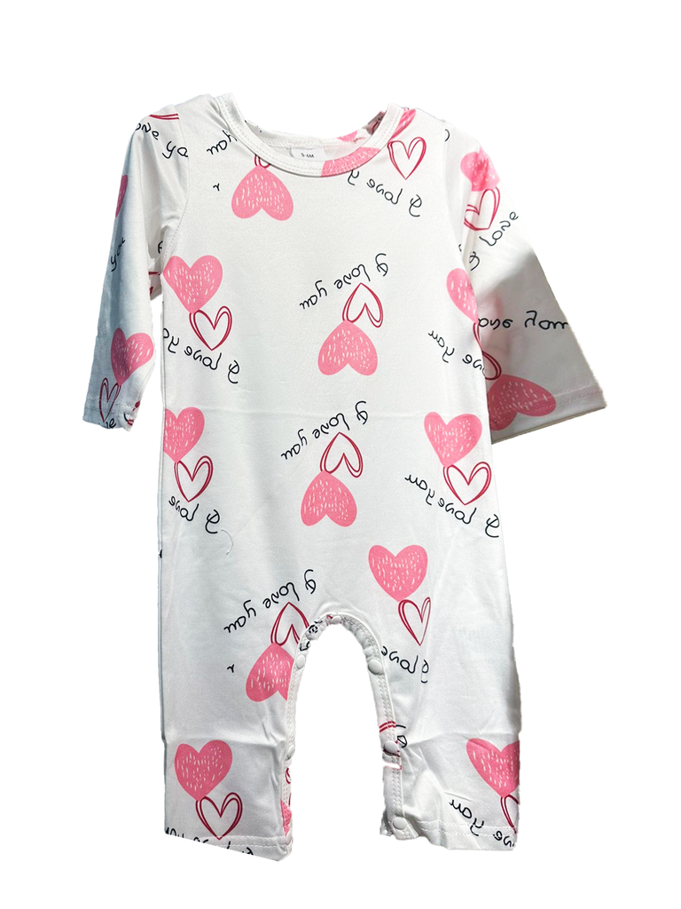 Baby pink heart sleepsuit