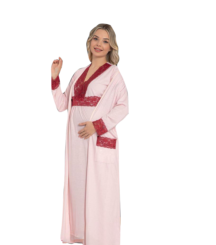 Jenika Pink and Red pregnant homewear