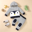 Toddler Baby Boy Cute Clothes Penguin Print Long Sleeve Hoodie Pullover Tops and Pants Set Infant Warm 2Pcs Outfit
