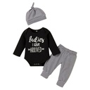 Wording Romper for baby boys Baby Boy Slogan Graphic Bodysuit and Striped Pants With Hat