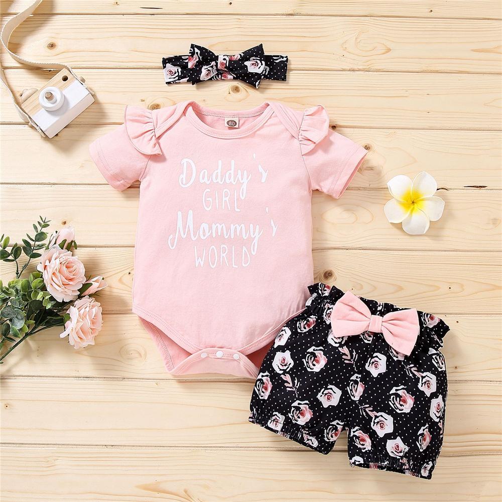 Baby Floral Daddys Girl Mommys World Clothing Set and Headband