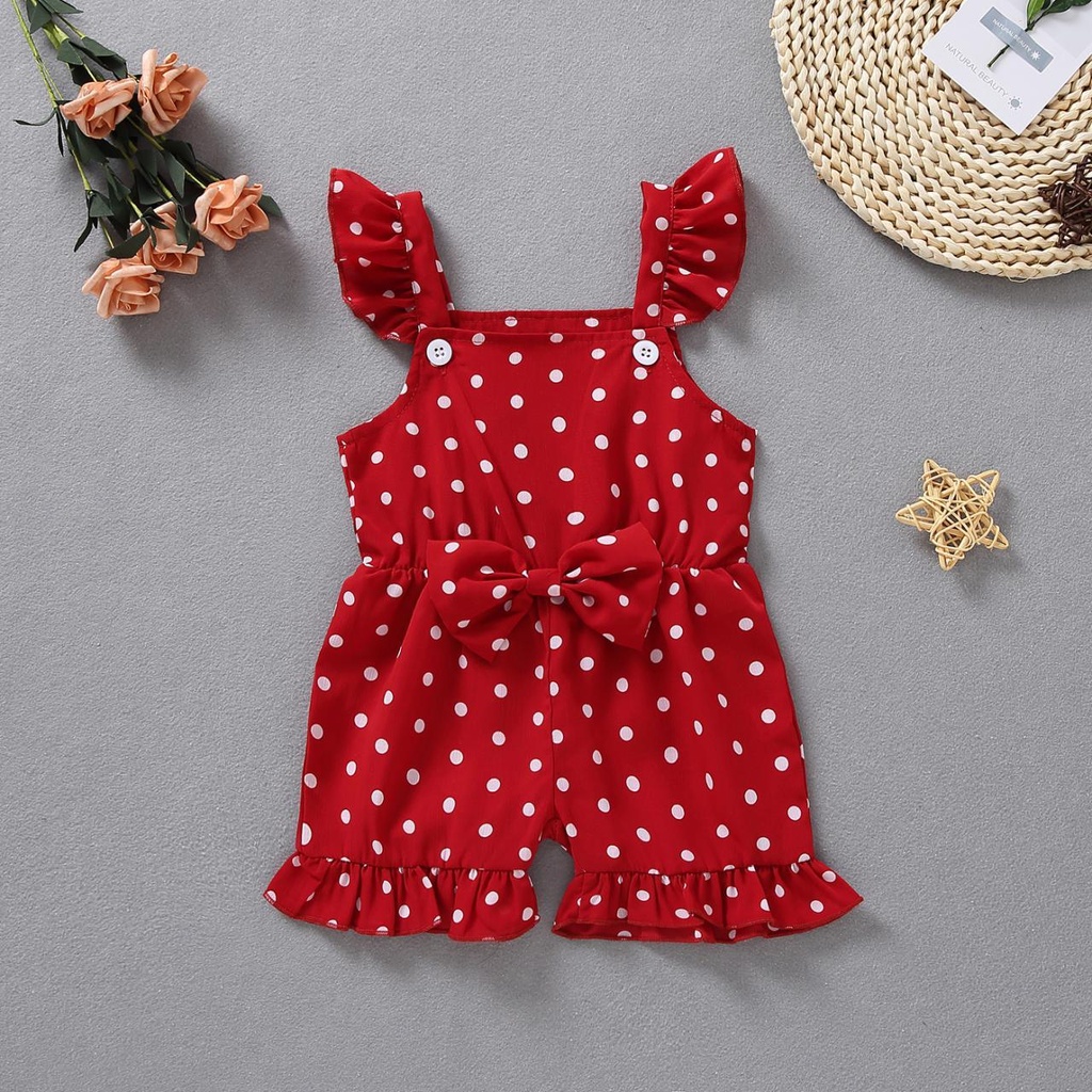 Summer Tracksuit For Little Girls ,Holiday Style Suit Toddler Girls Dot Overalls Sleeveless Suspenders O