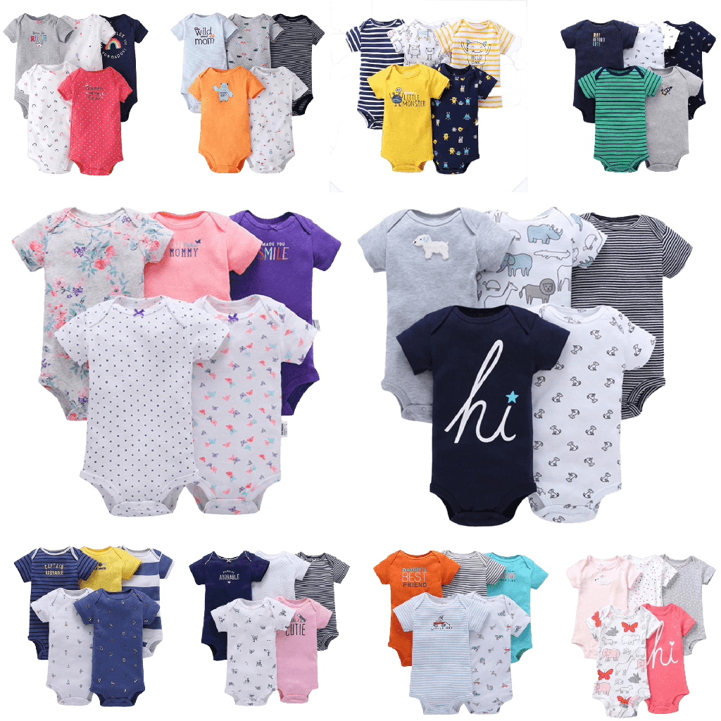 Baby Bodysuits, 5-Pack Short Sleeve 100% Organic Cotton Baby Unisex