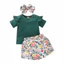 3pcs T-shirt pant set short sleeve girls summer wear toddle clothing suits