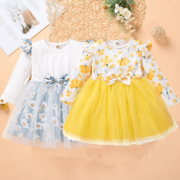 Long sleeve baby dress flower baby princess .