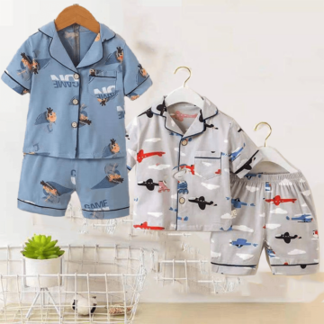 Summer Night Suit Short Sleeve Sleep Wear Kid Pajama Set Boy Sleepwear.