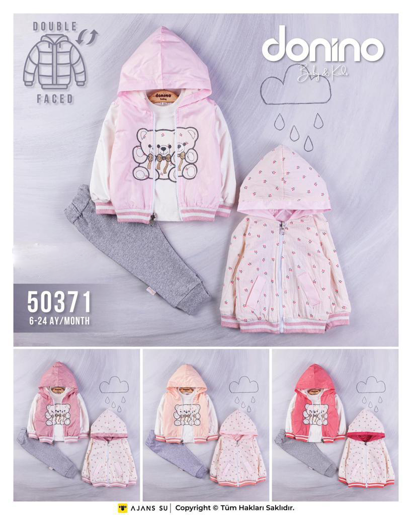 Donino Baby Girl 3 pcs Duble faced jacket set