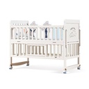 Wooden Baby Cot Bed with Roller Co-Sleeper, Children Cot Oneside (mattress and bedding set sold separately).